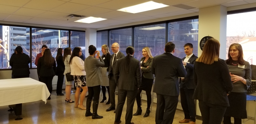 Lawyers networking in LSM lunch room